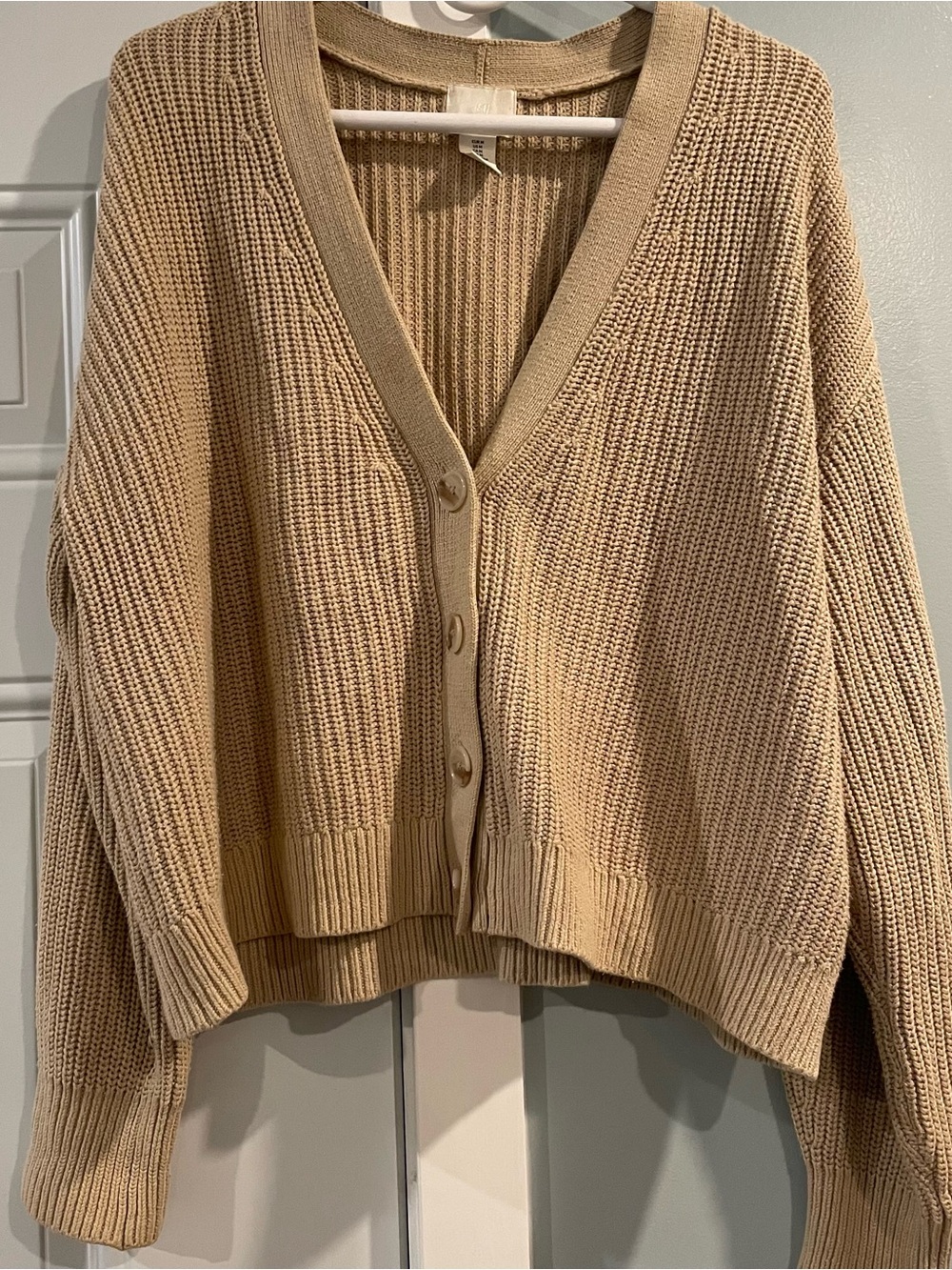H&M Light Beige V-Neck Button Front Cardigan